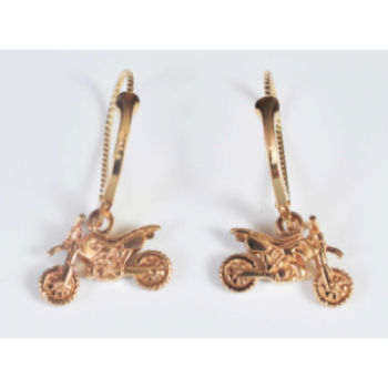Motocross - Earrings - Gold Dangle - MX132-133
