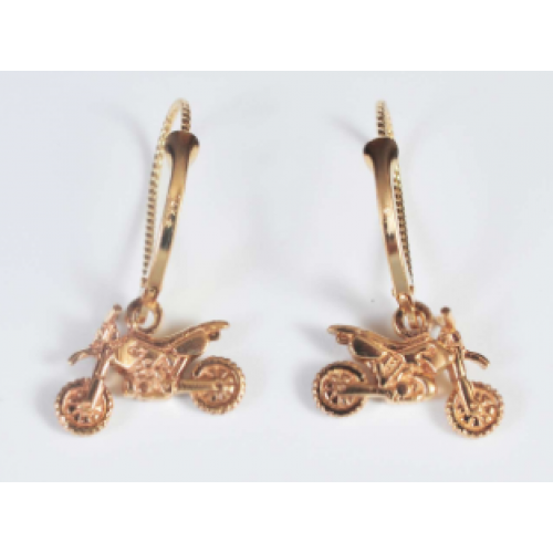 Motocross - Earrings - Gold Dangle - MX132-133
