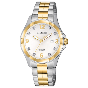 G186- Ladies Watch Stainless Two Tone- Silver White Dial
