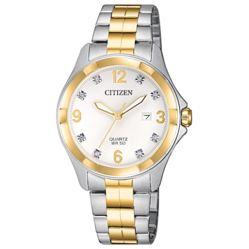 G186- Ladies Watch Stainless Two Tone- Silver White Dial